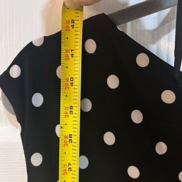 Lauren Ralph Lauren Dress Women 14 Black Polka Dot Surplice Neck Fit Flare Knee - Picture 7 of 9